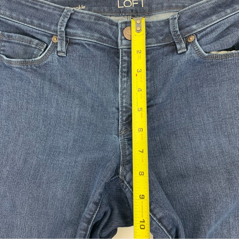 Ann Taylor LOFT Dark Wash Curvy Skinny Ankle Jeans With Side Zipper Detail - Picture 14 of 16